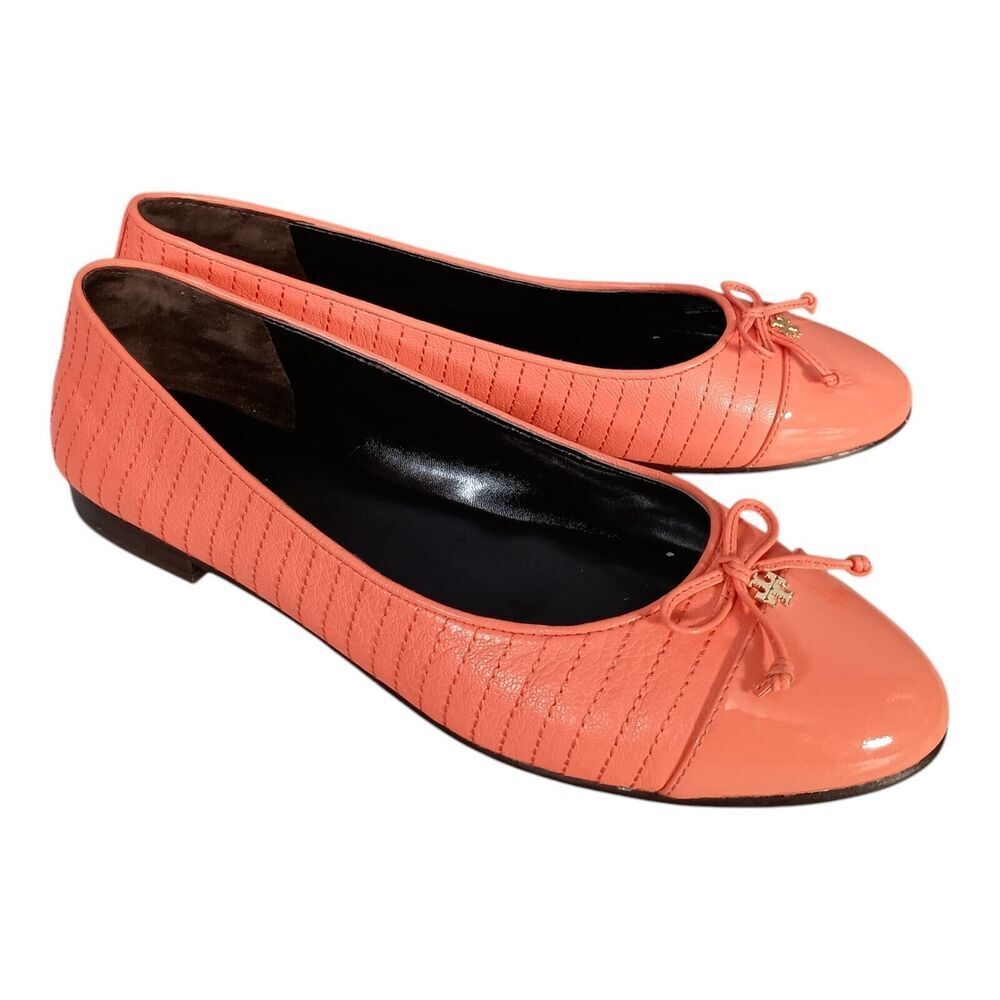 Tory Burch Coral Quilted Patent Leather Ballet Flats - Picture 2 of 11